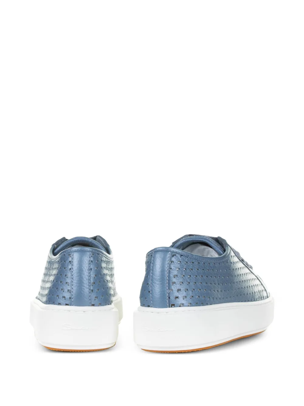 Santoni perforated-detail low-top sneakers Blauw
