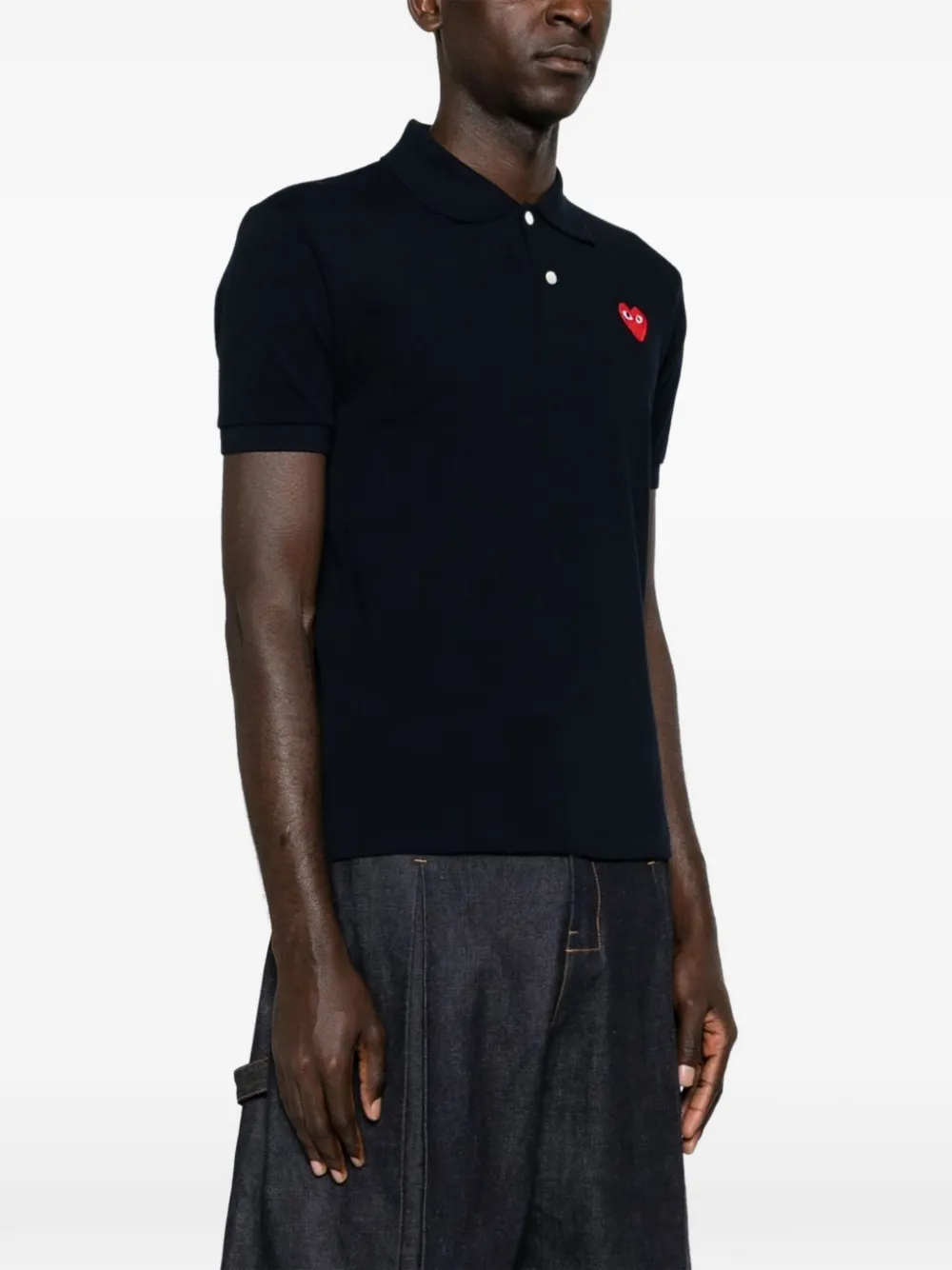 Comme Des Garçons Play heart-patch polo shirt Blauw