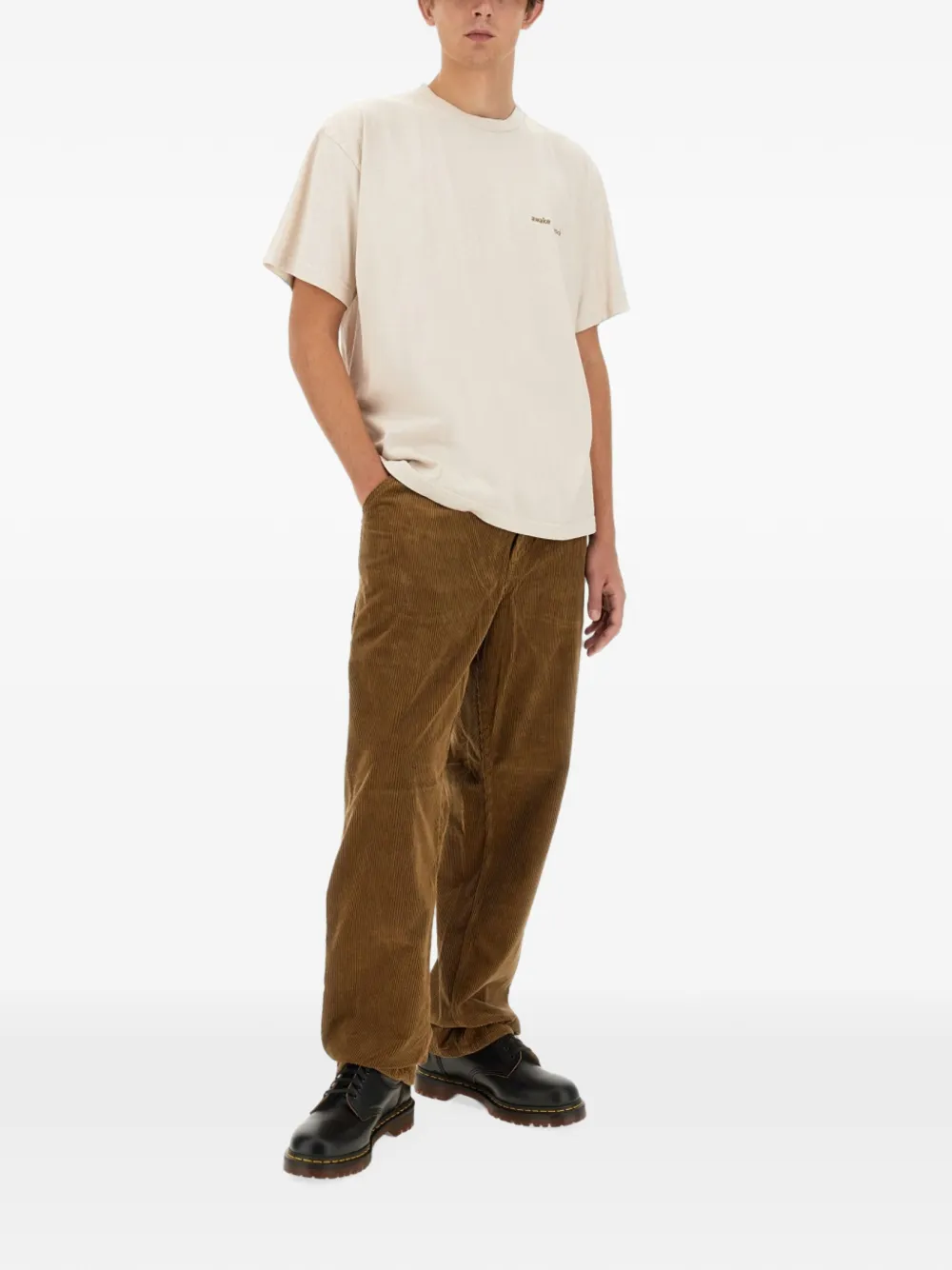 Awake NY T-shirt met logoprint Beige