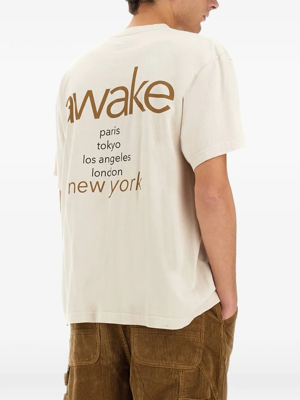 Awake NY T-shirt met logoprint Beige