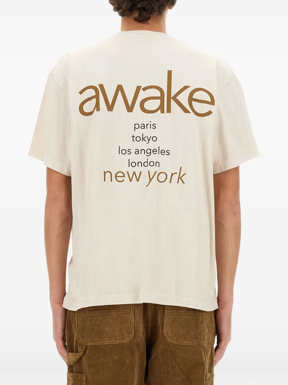 Awake NY T-shirt met logoprint Beige