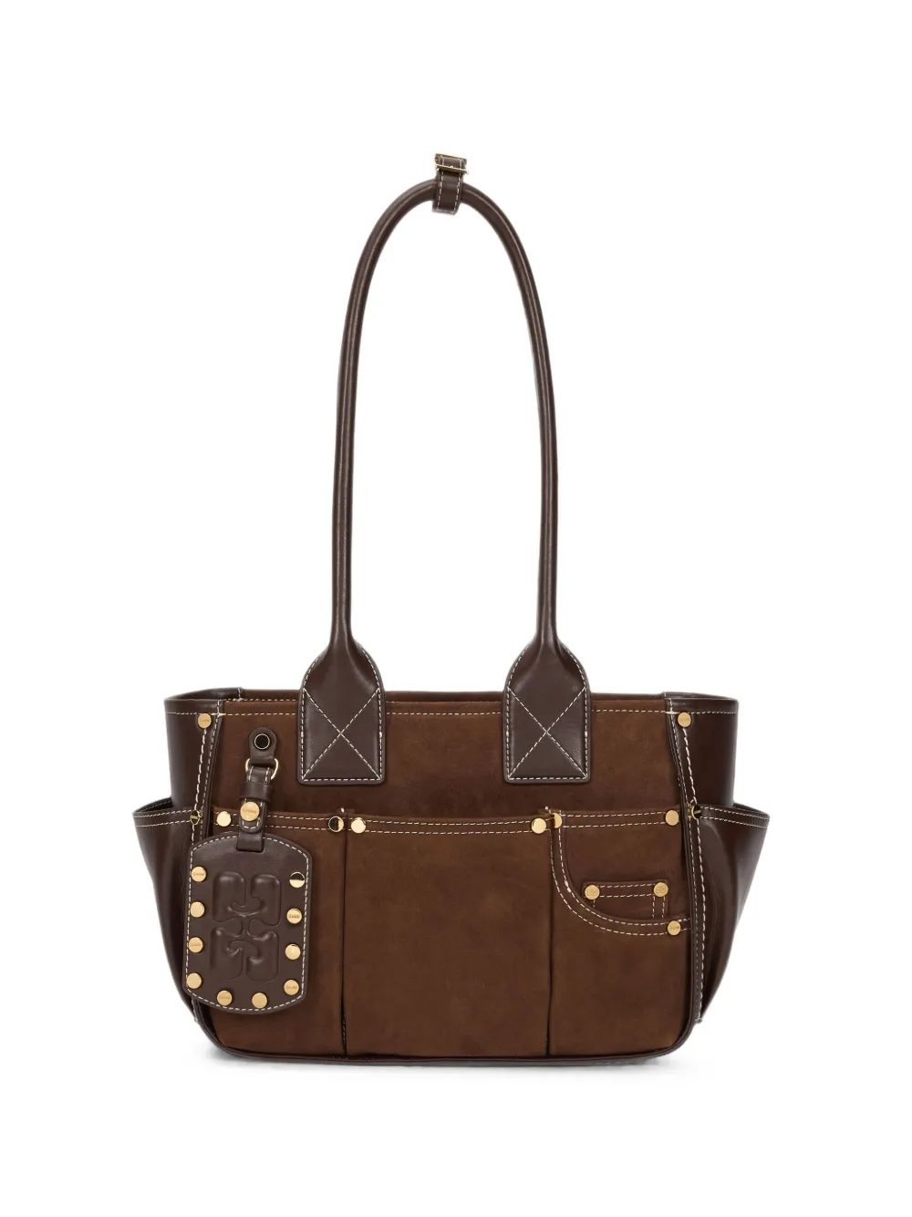 GANNI small Posy bag in brown-suede - Marrone