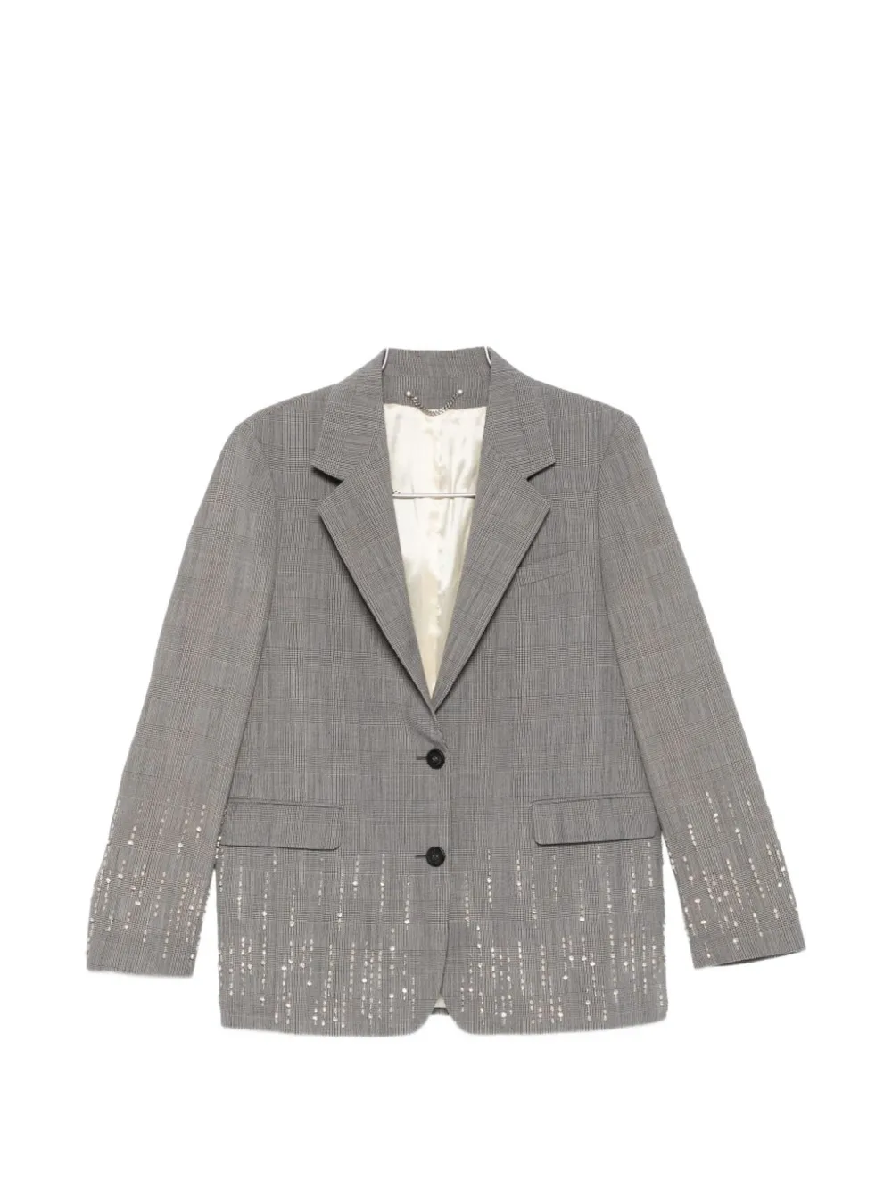 Golden Goose jacket in gray Prince of Wales check with crystal embroidery - Grey