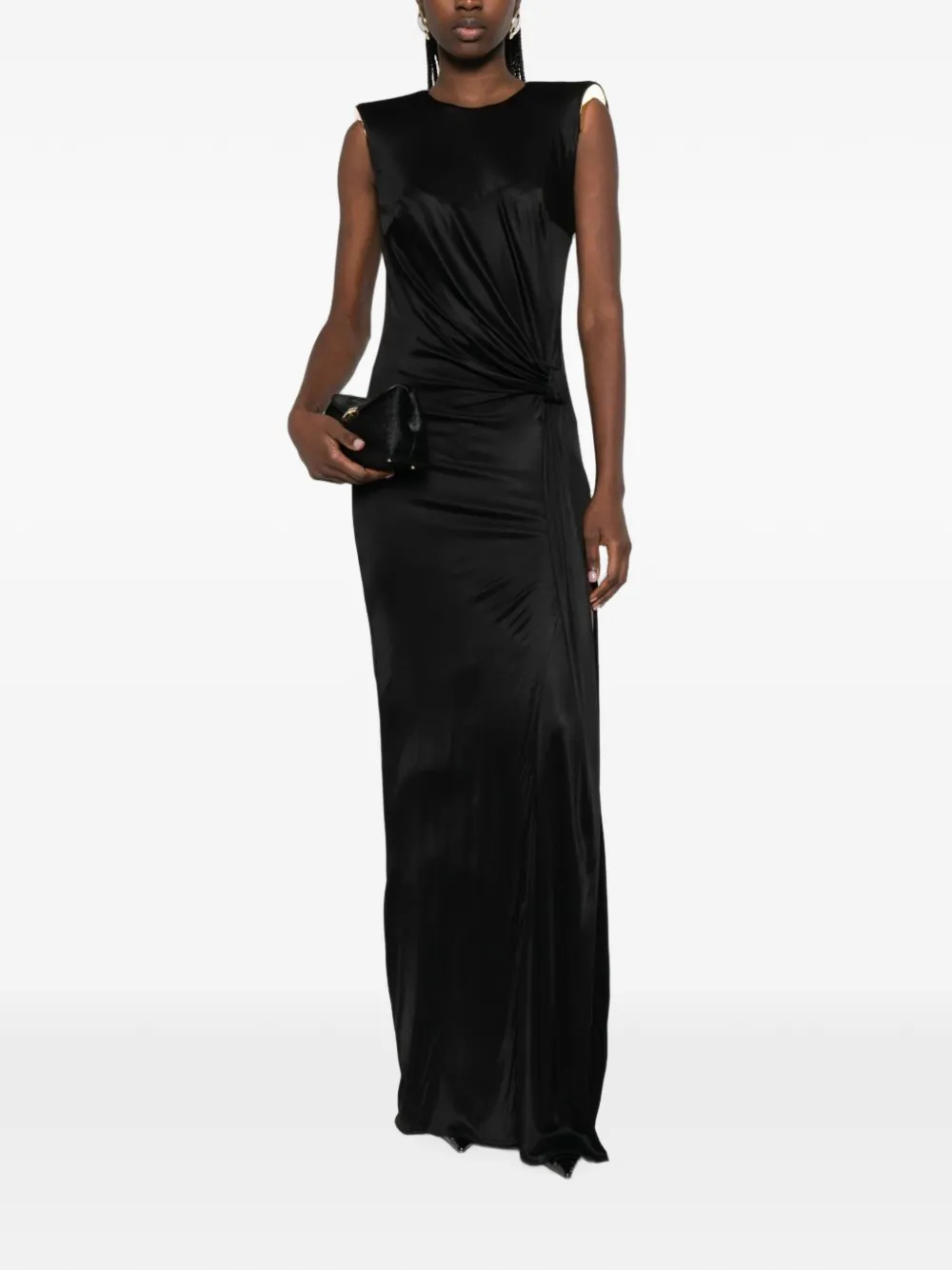 Elisabetta Franchi draped open-back maxi dress - Nero