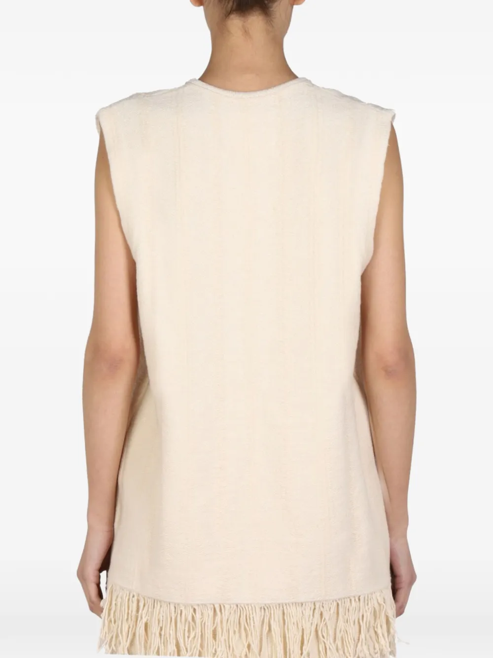 Jil Sander Top met V-hals en franje Beige