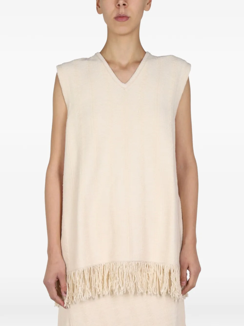 Jil Sander fringed-hem V-neck vest