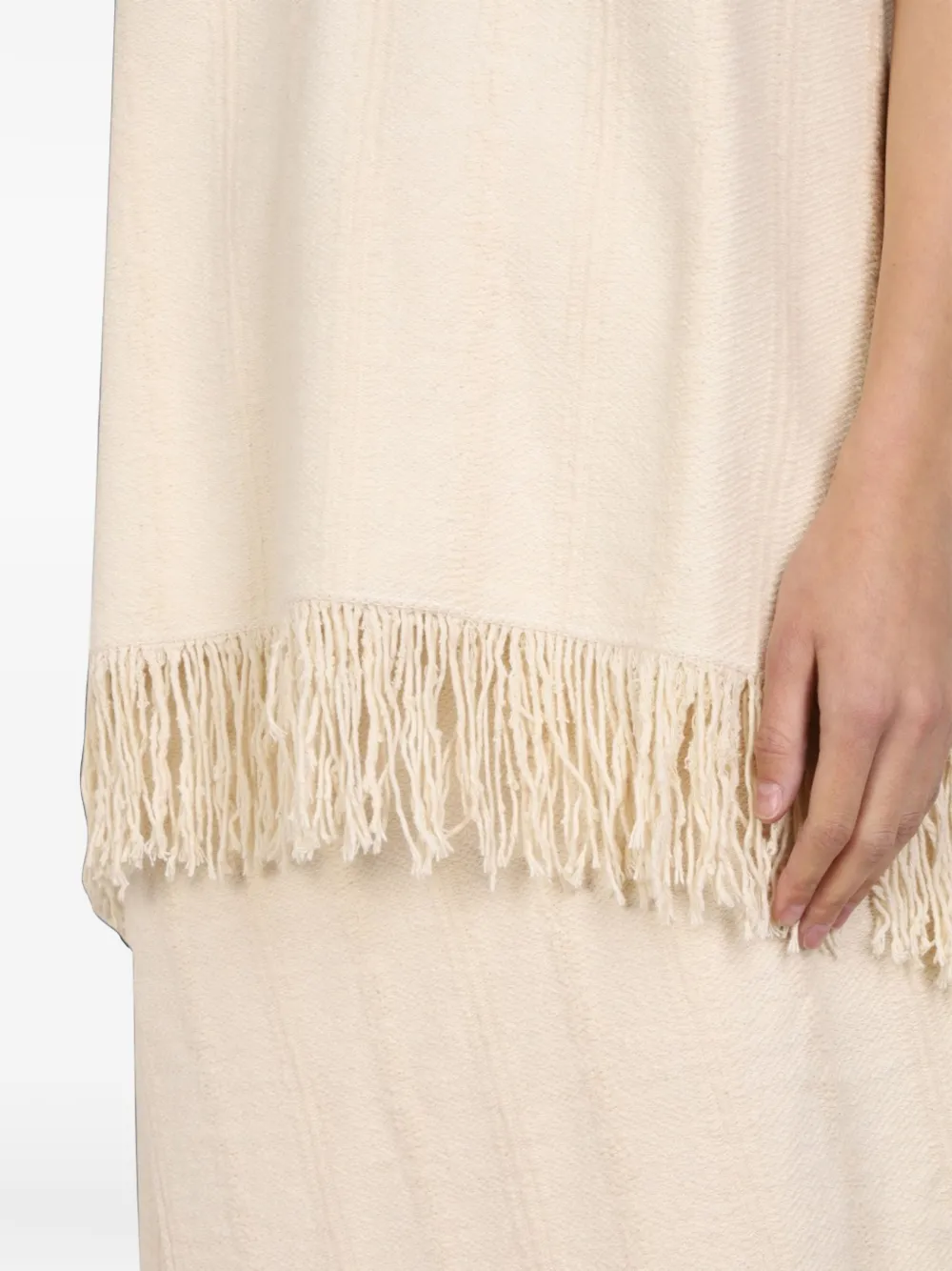 Jil Sander Top met V-hals en franje Beige