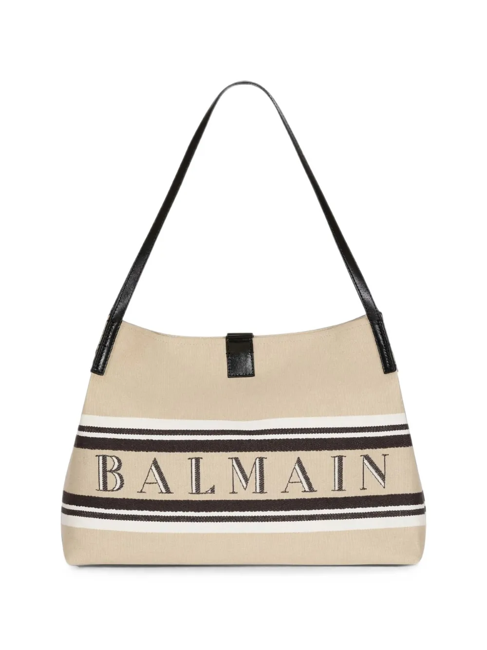 Balmain logo-embroidered striped tote bag - Toni neutri