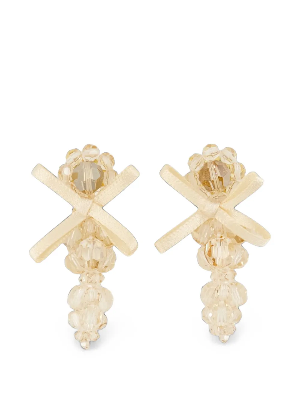 Simone Rocha Petite Bow Crystal-embellished Earrings In Gold
