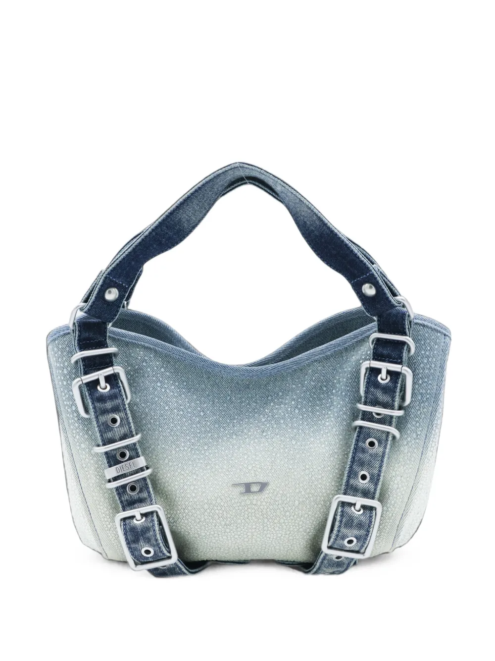 Diesel D-One-small top-handle bag in crystal-solarised denim - Blu