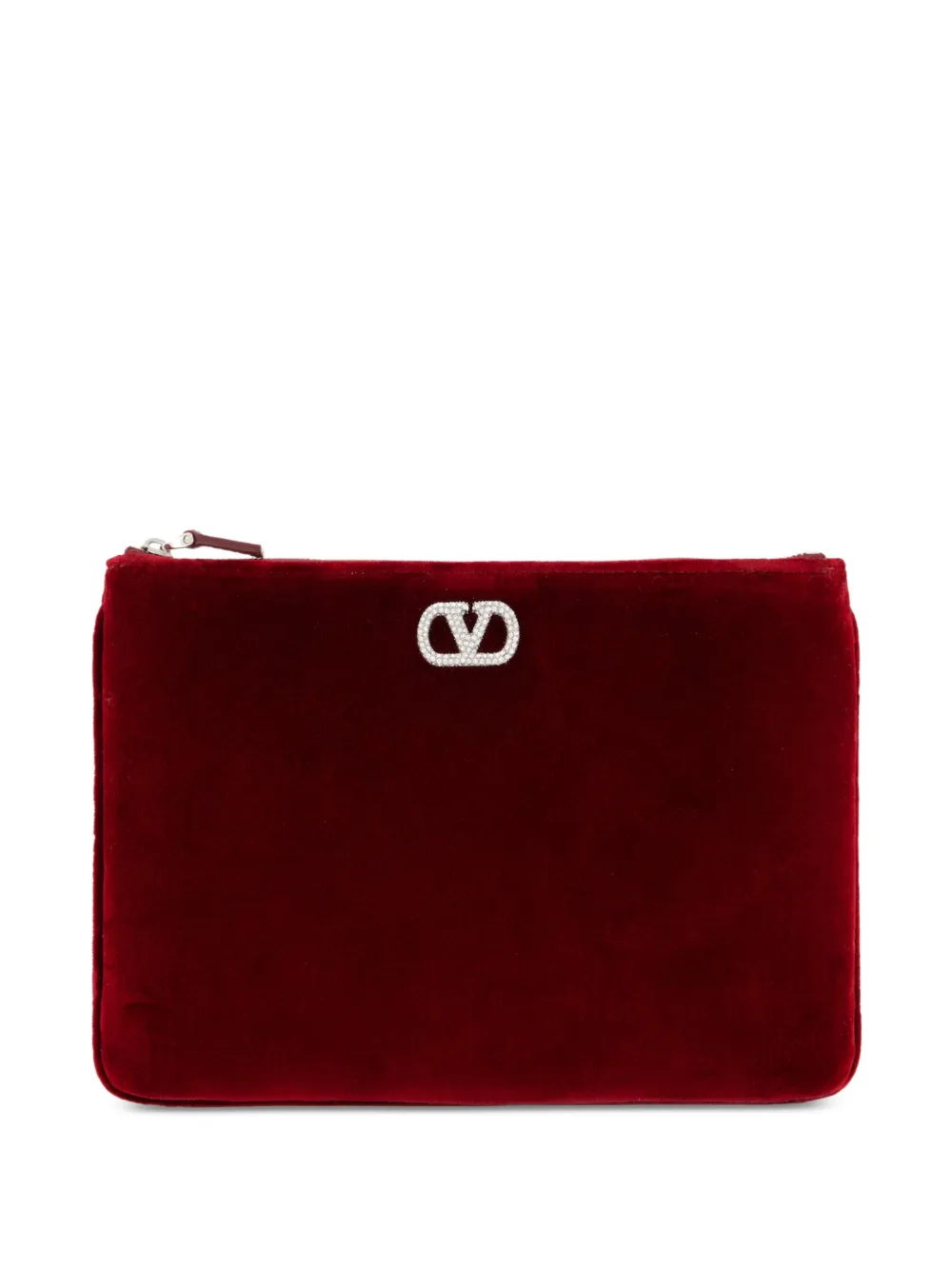 Valentino Garavani VLogo Signature crystal-embellished clutch bag - Rosso