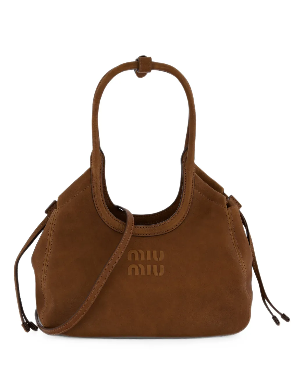 Miu Miu sac en cuir à logo embossé - Marron Miu Miu sac en cuir à logo embossé - Marron