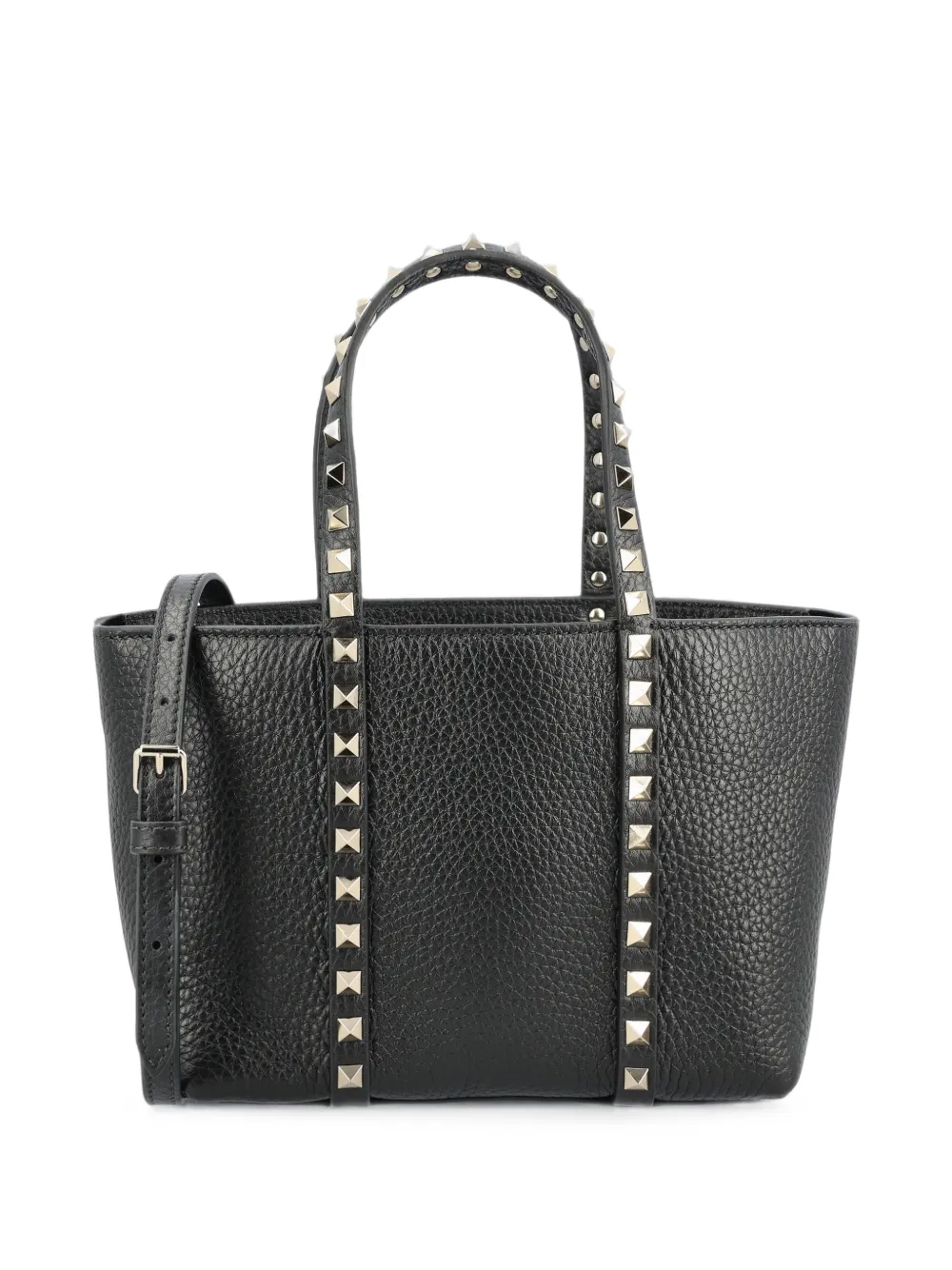 Valentino Garavani Rockstud grained leather tote bag - Nero