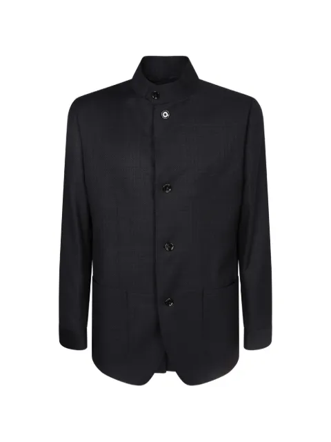 Lardini check-pattern mandarin-collar jacket
