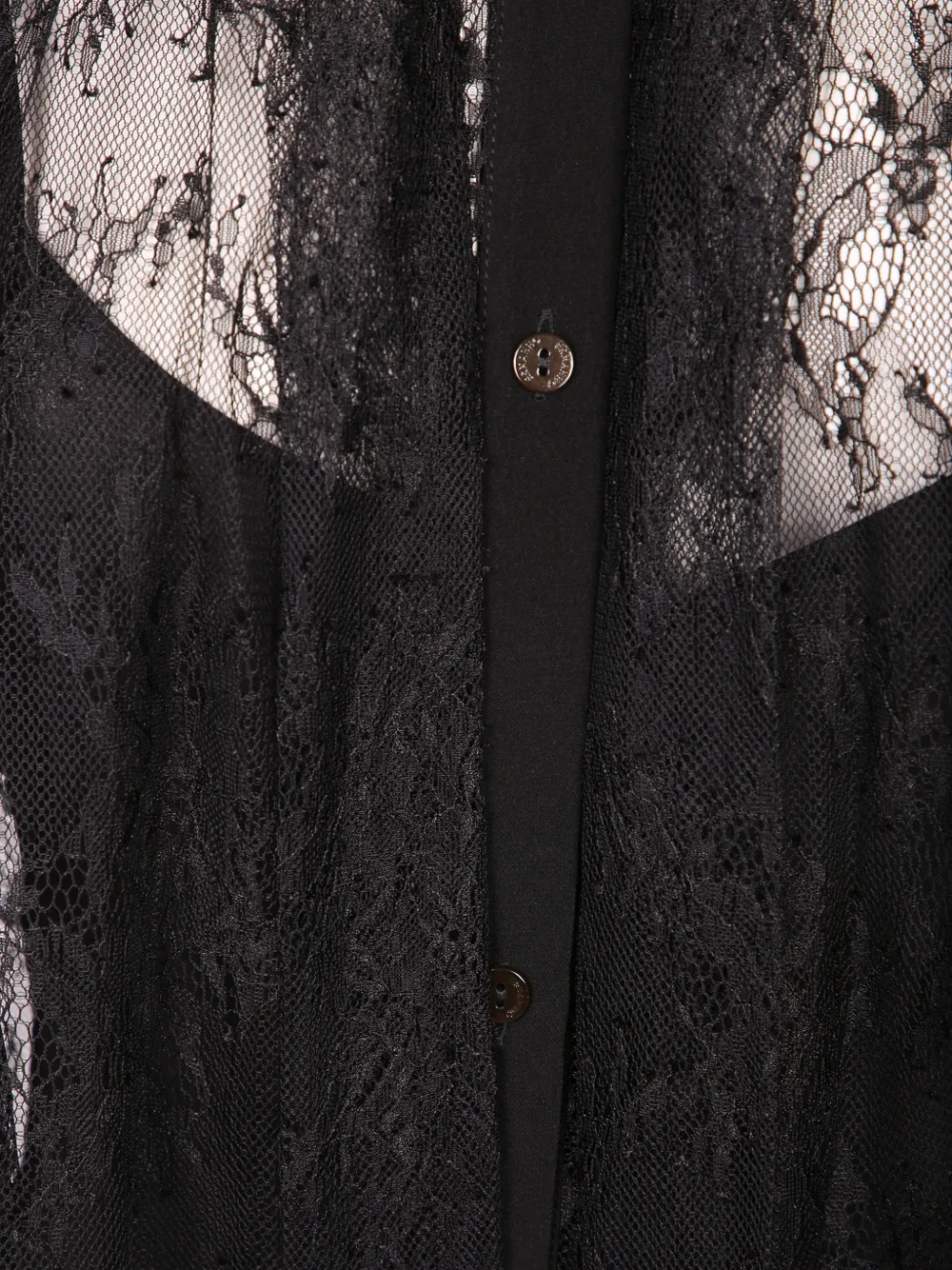 ERMANNO FIRENZE lace-overlay flared-sleeve blouse Zwart