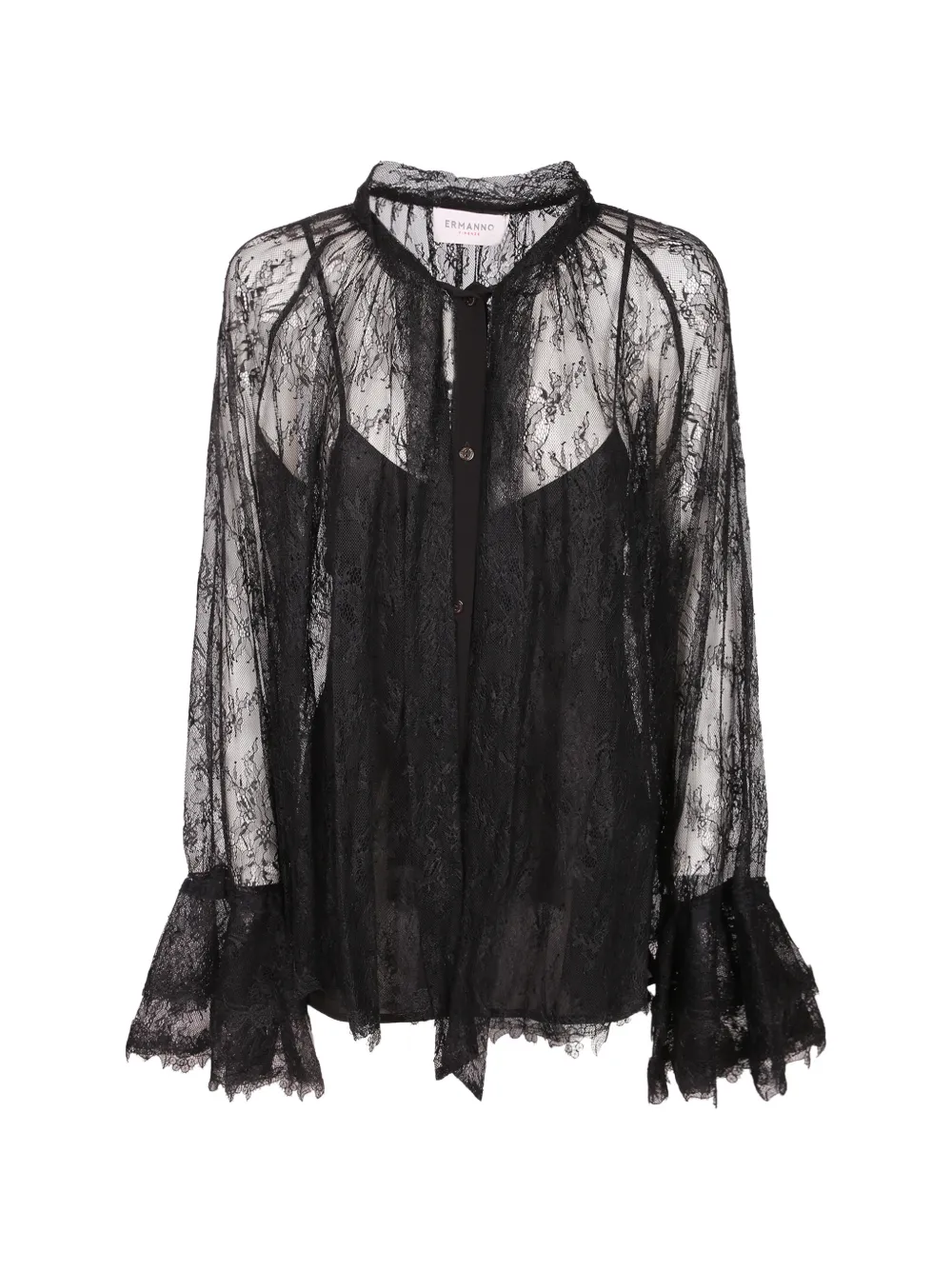 Ermanno Scervino lace-overlay flared-sleeve blouse