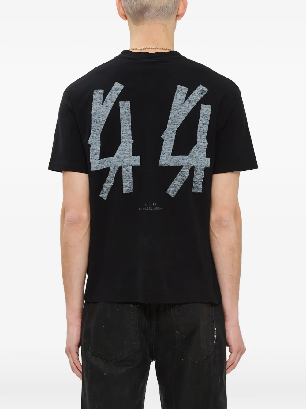 44 LABEL GROUP Burnt Label T-shirt met logo-patch en grafische print Zwart
