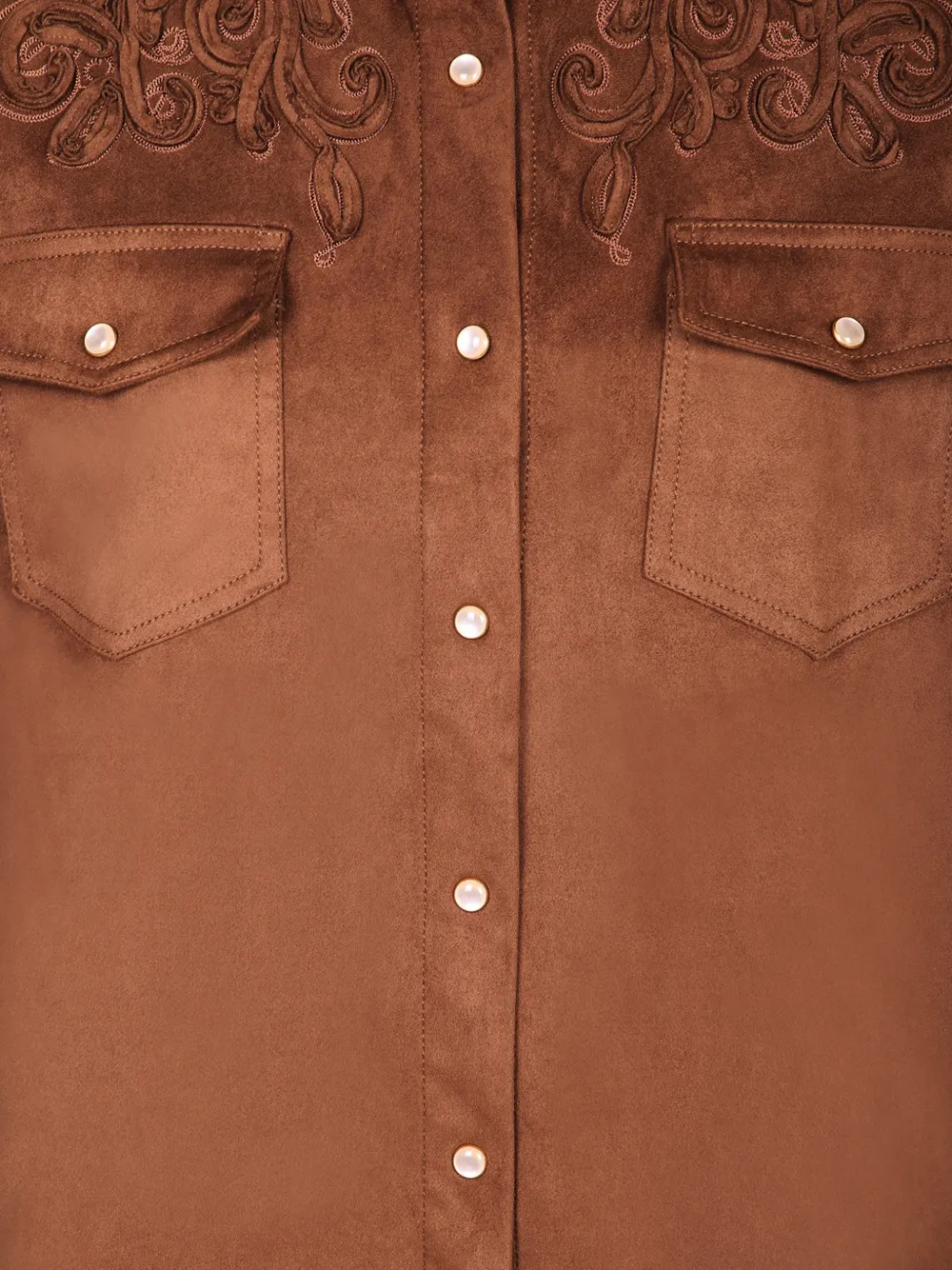ERMANNO FIRENZE embroidered faux-suede shirt Bruin