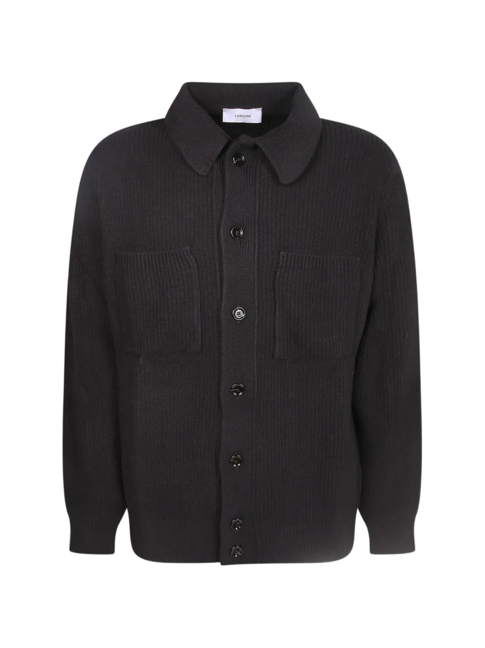 Lardini ribbed-knit patch-pocket sweater - Black