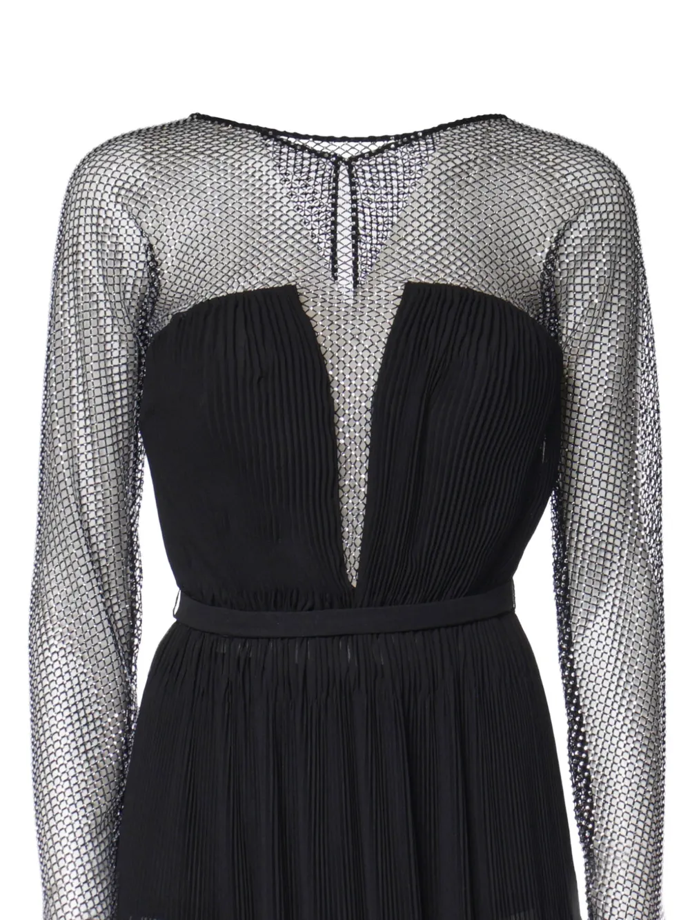 Genny pleated panelled gown Zwart