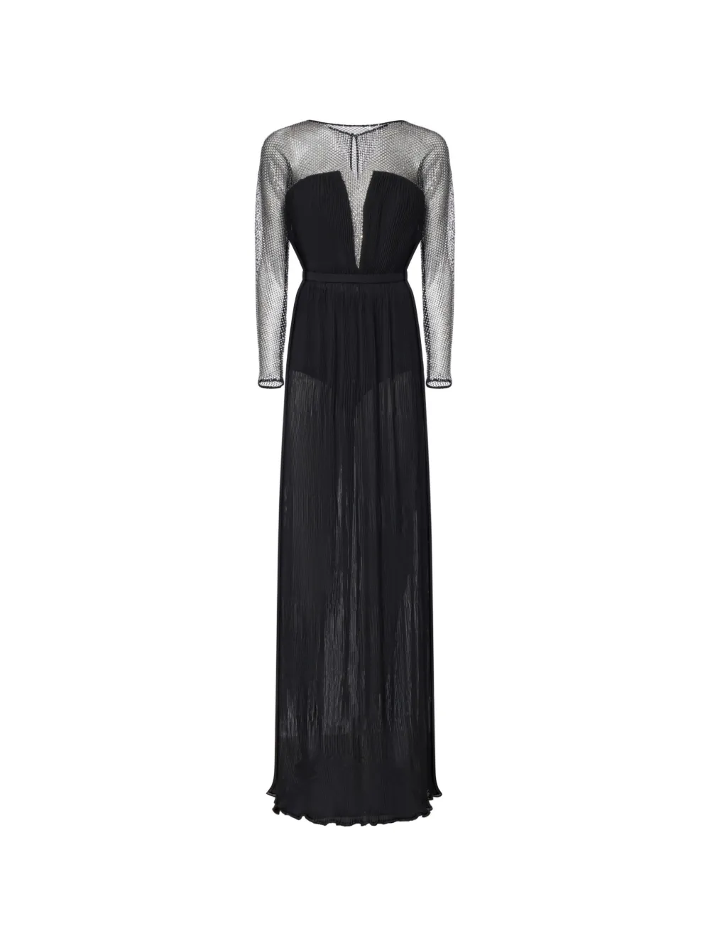 Genny pleated panelled gown Zwart