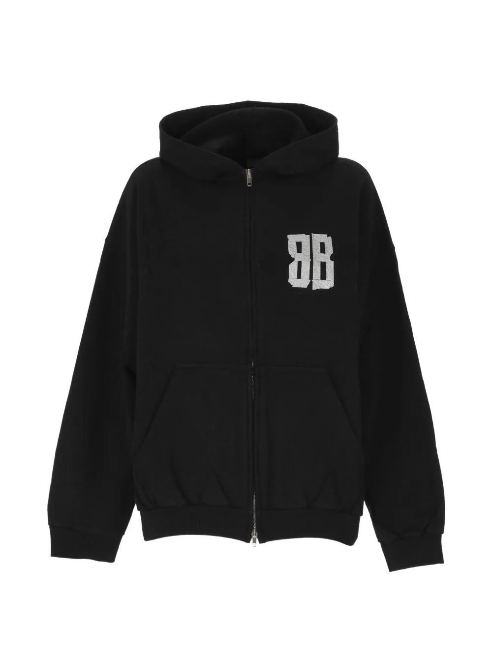 Balenciaga logo-print zip-up hoodie - Black