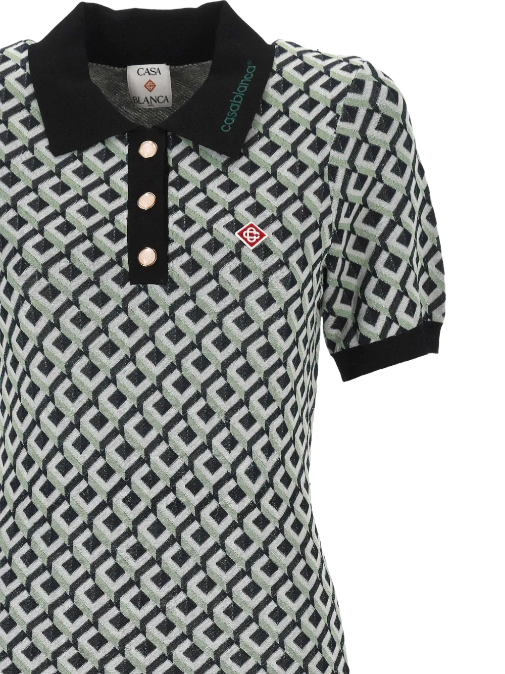 Casablanca Cubist CC Monogram midi-jurk met polokraag Groen