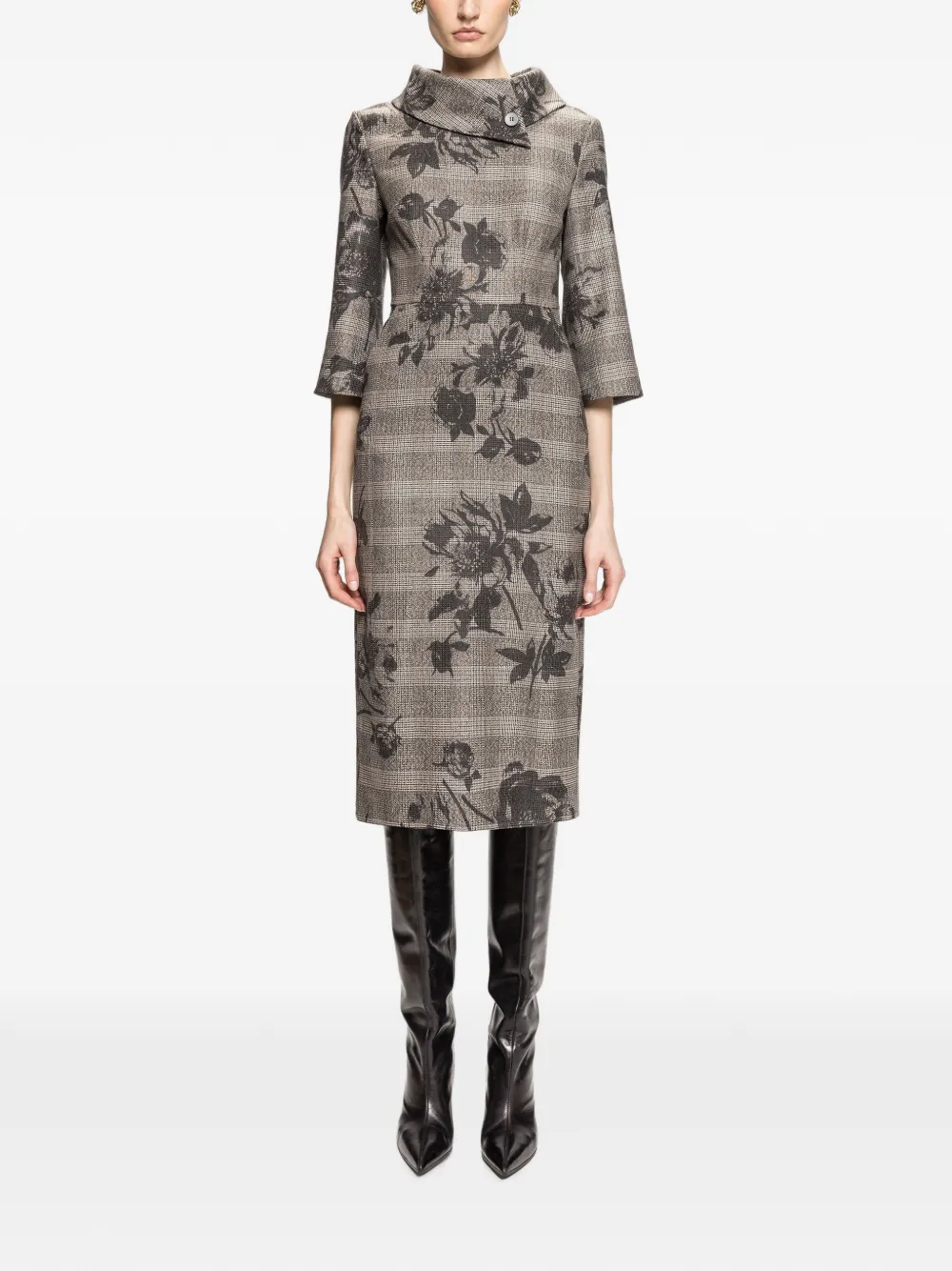 NISSA floral-print midi dress