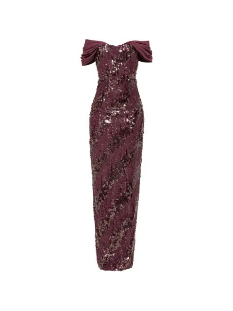 NISSA off-shoulder sequin maxi dress