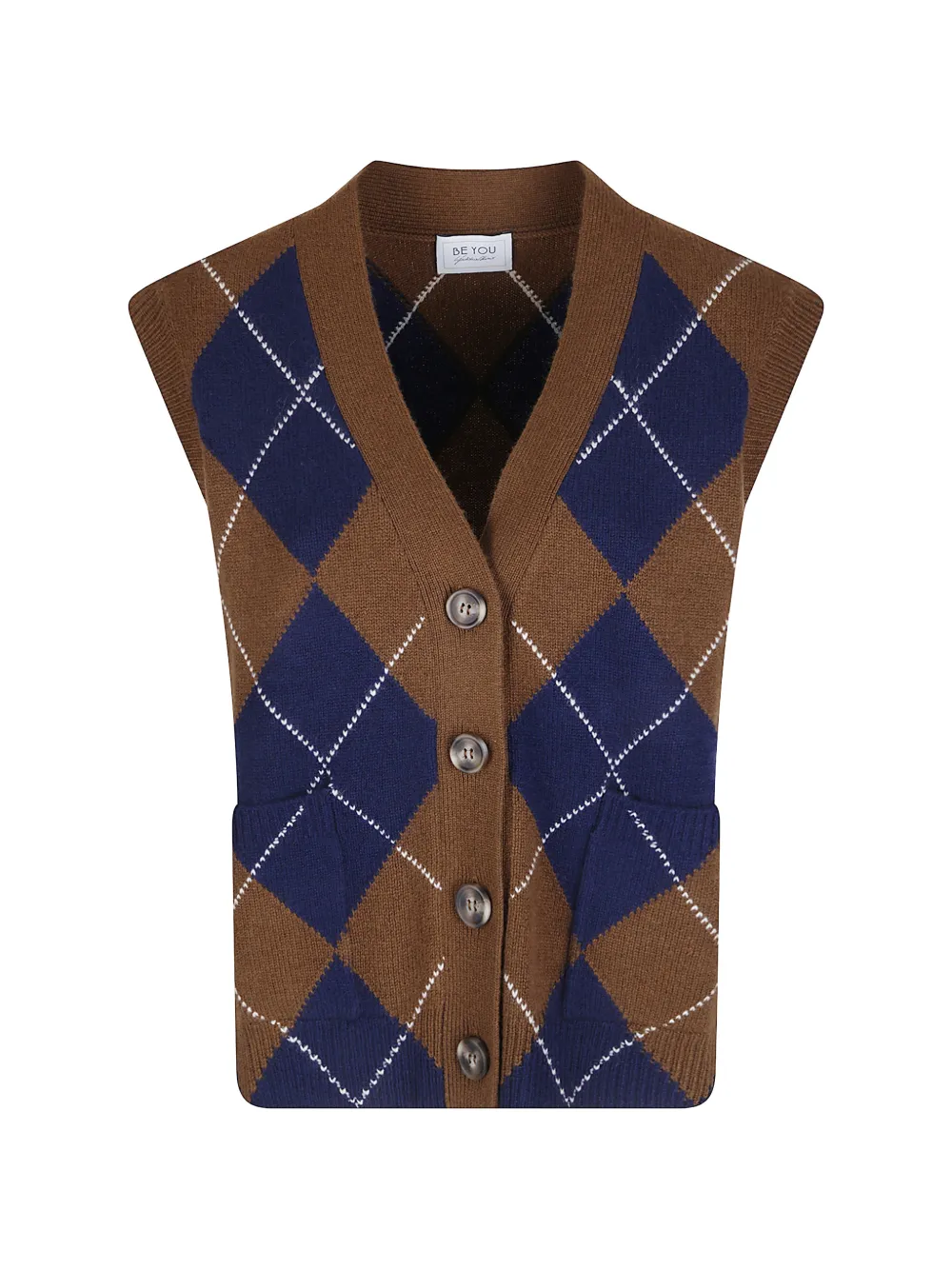 be you argyle-knit cashmere vest - Marrone