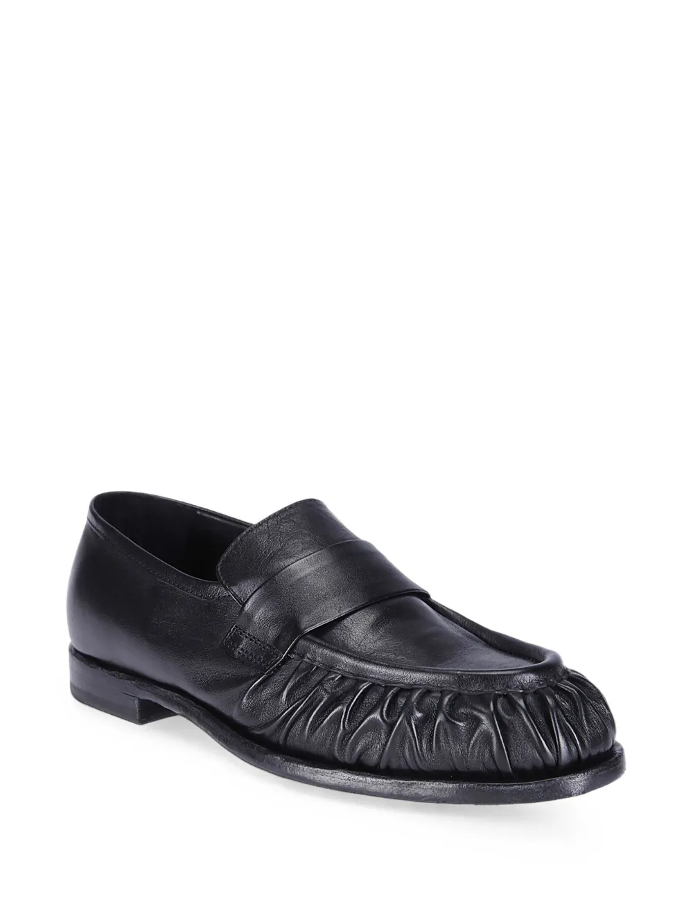 Officine Creative Solitude 107 gathered leather loafers Zwart
