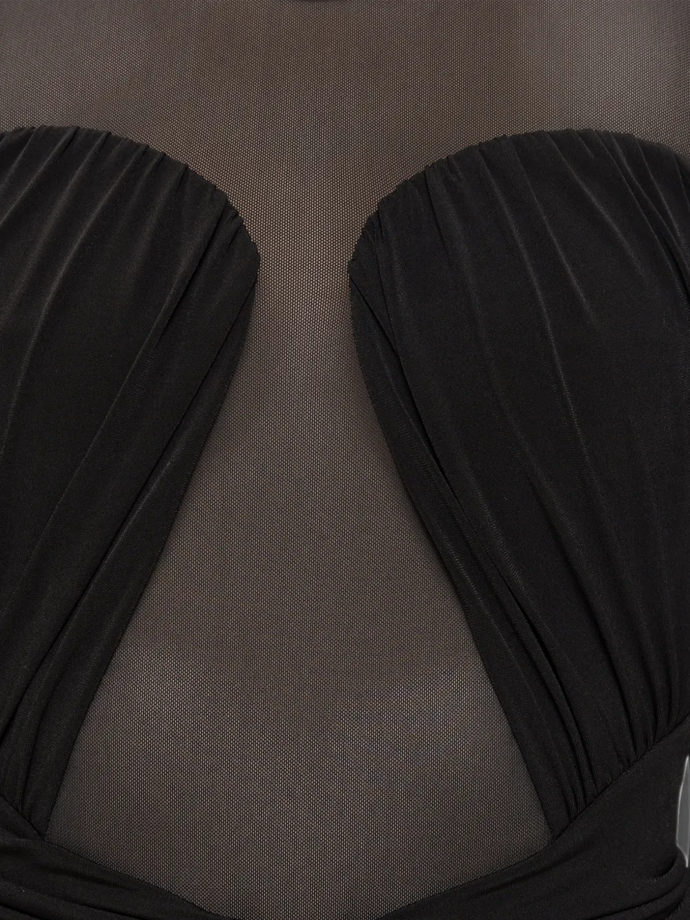 NISSA Gedrapeerde tulen bodycon midi-jurk Zwart