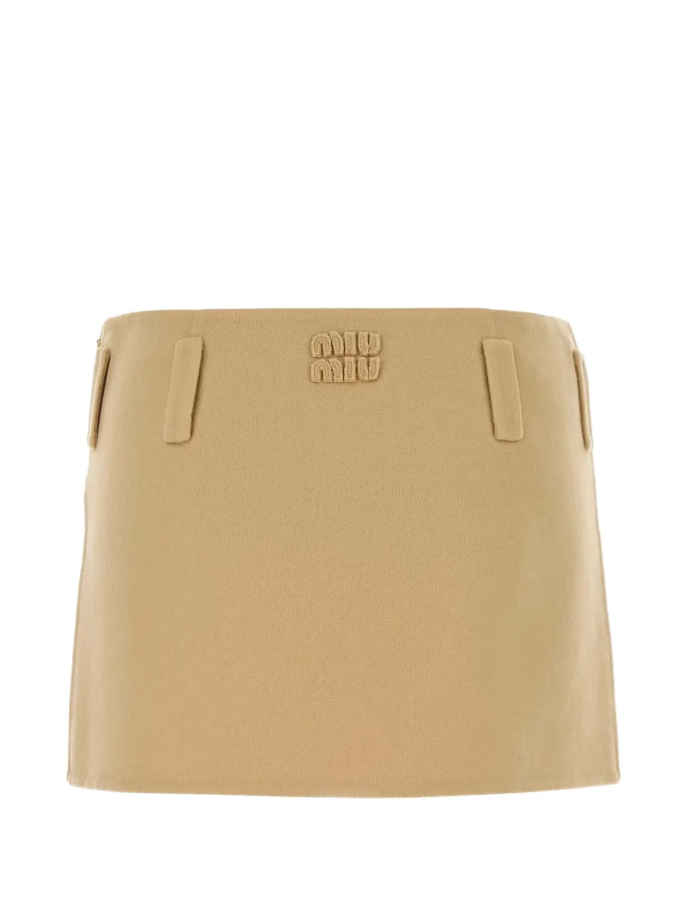 Miu Dubbele kasjmier en wollen mini-rok Beige