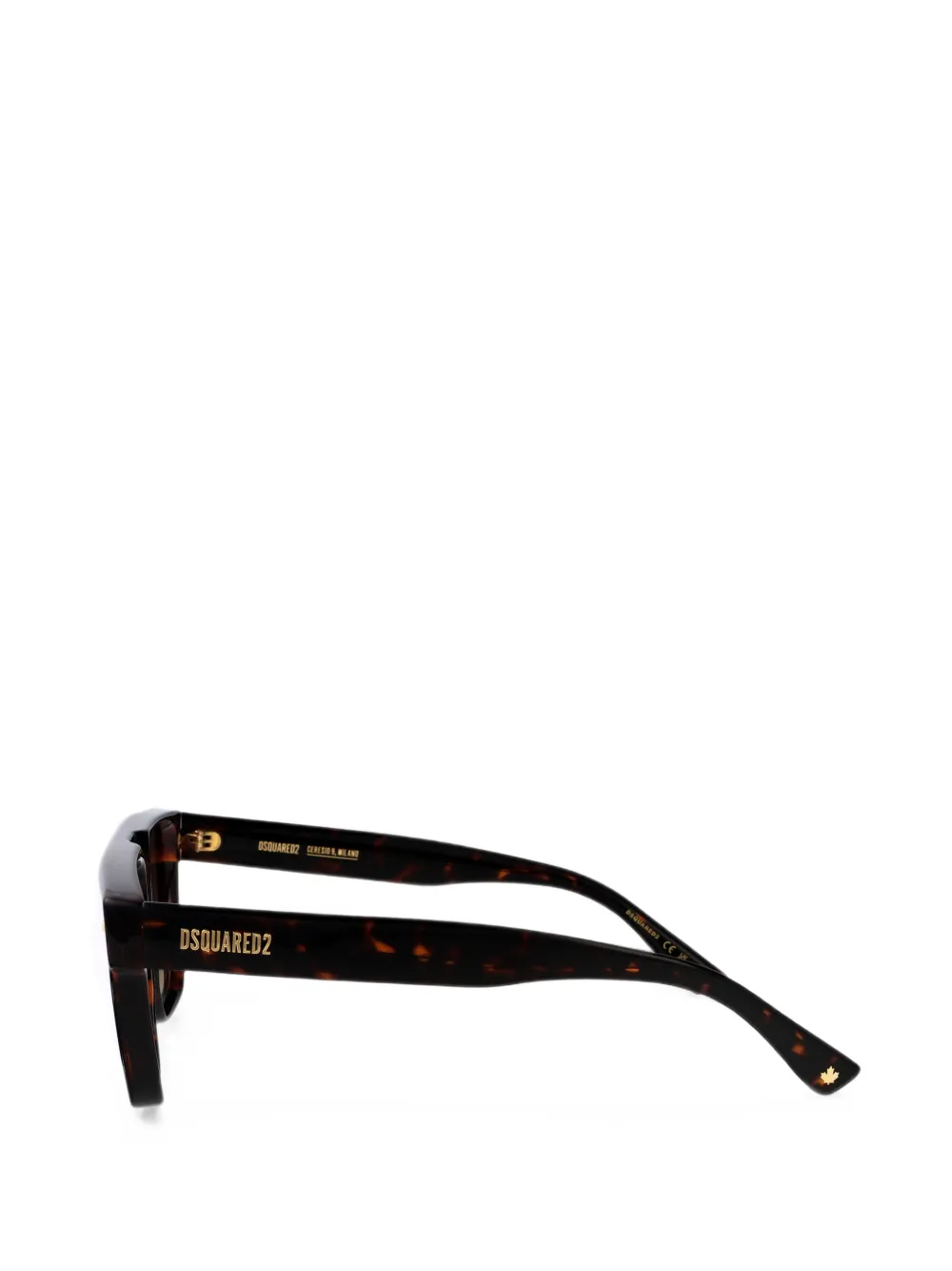DSQUARED2 EYEWEAR Zonnebril met vierkant montuur en schildpadschild design Bruin
