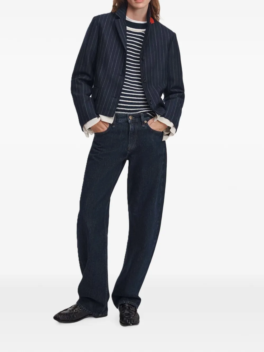 rag & bone pinstripe-pattern cropped blazer Blauw