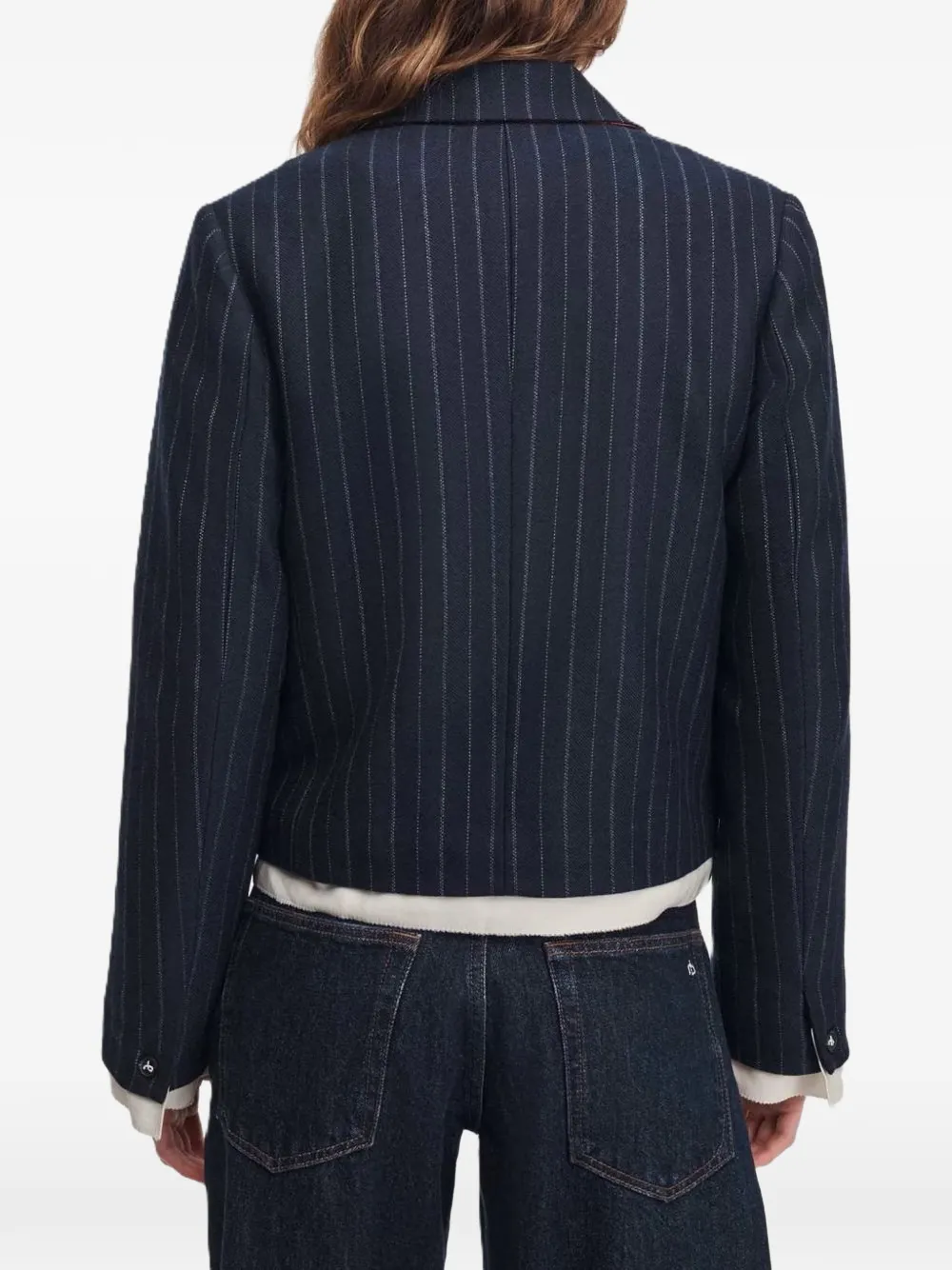 rag & bone pinstripe-pattern cropped blazer Blauw