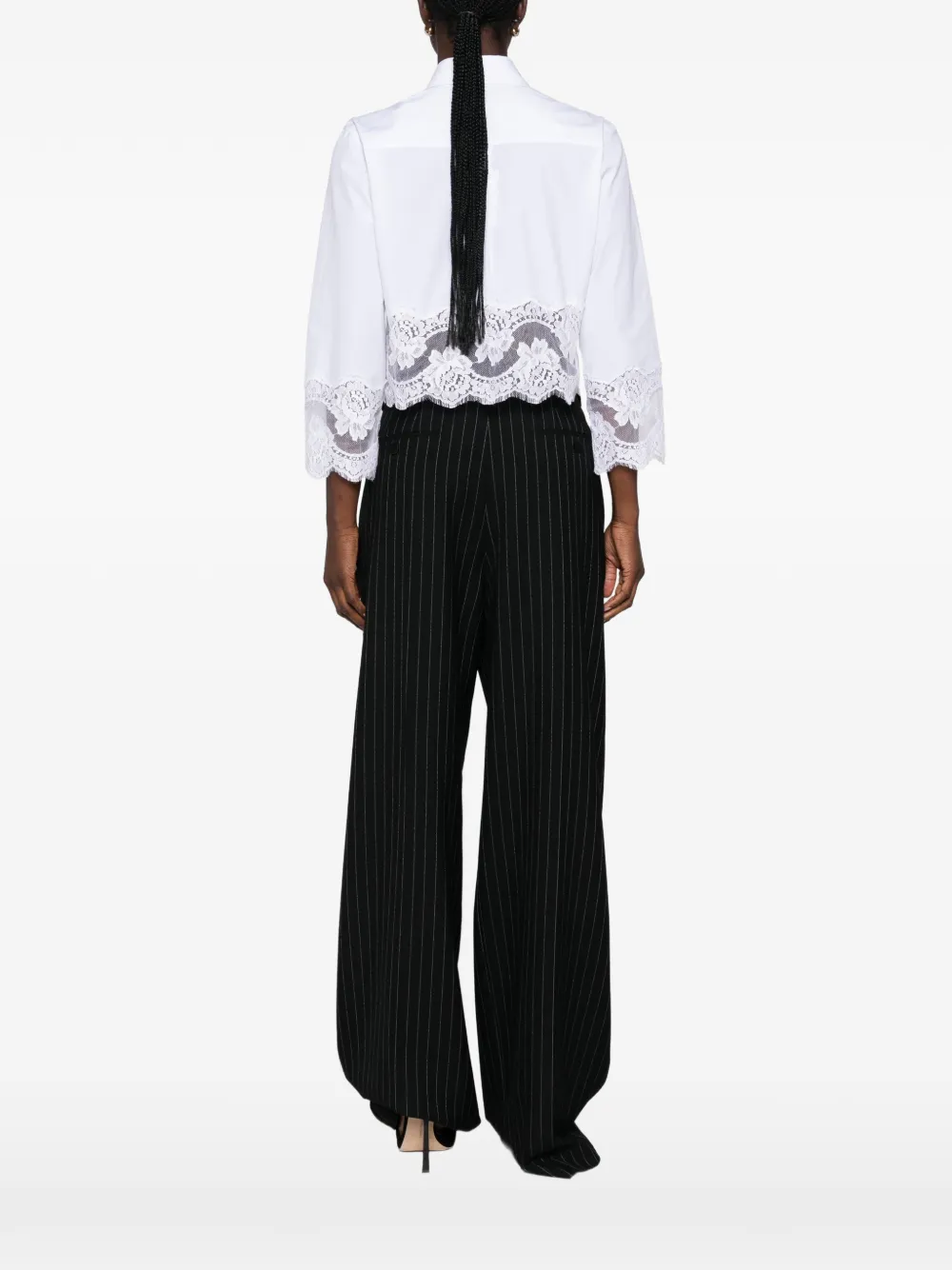 Dolce & Gabbana lace-trim cropped shirt Wit