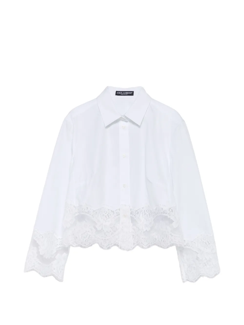 Dolce & Gabbana lace-trim cropped shirt - Bianco