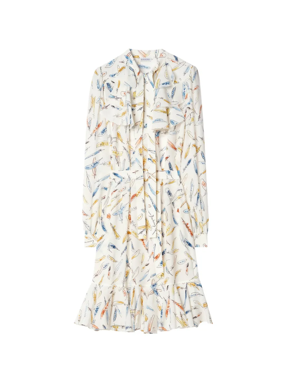 Burberry ruffled feather-print silk dress - Toni neutri