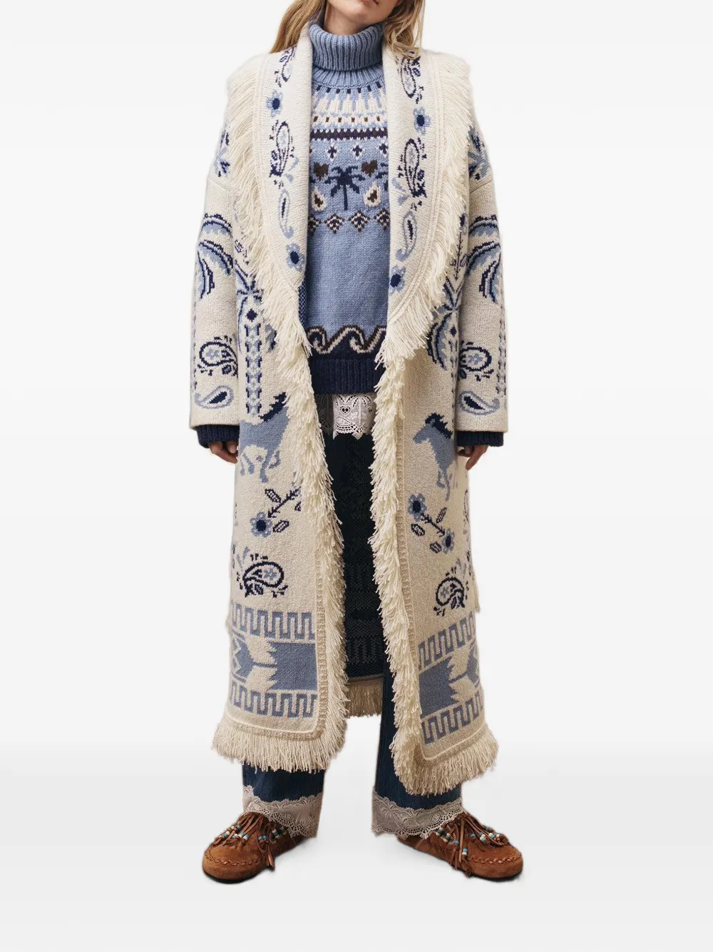 Alanui Island Roots Foulard vest met ceintuur Beige