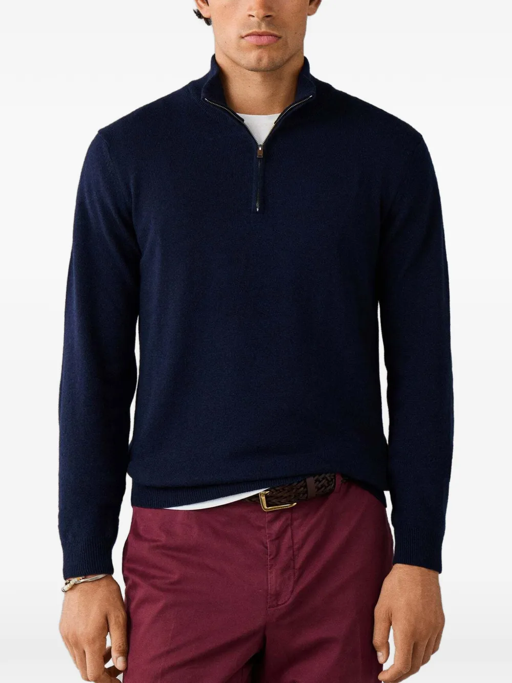 Hackett London Sweater met elleboogpatch Blauw