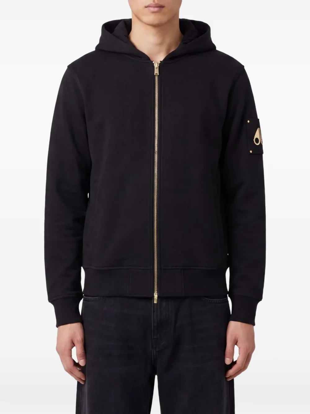 Moose Knuckles Hoodie met logoplakkaat Zwart