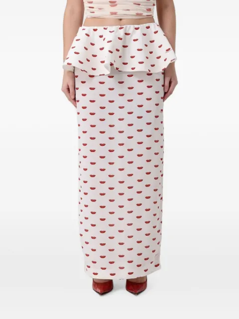 Fiorucci lips-print peplum maxi skirt