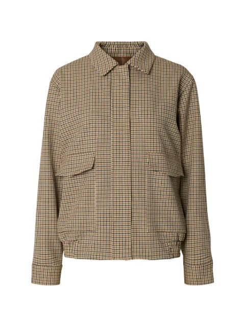 SELECTED check-pattern bomber jacket