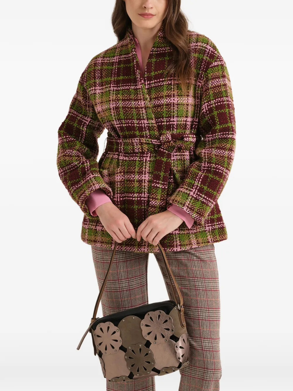 Maliparmi Bouclé Double-breasted Coat In Green