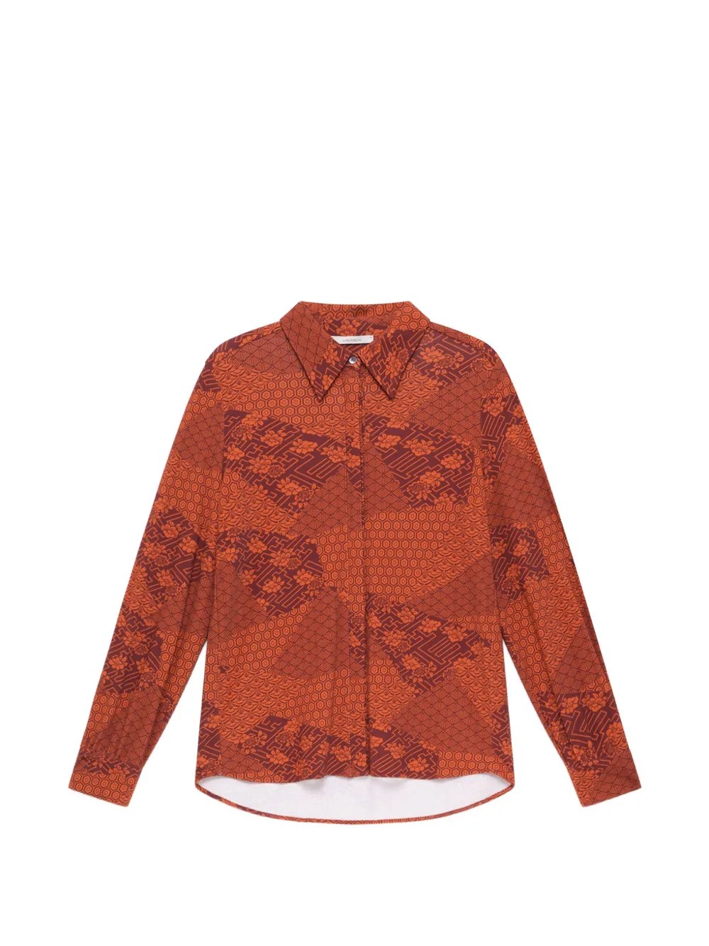 MALIPARMI Mosaic overhemd met kimono-print Rood