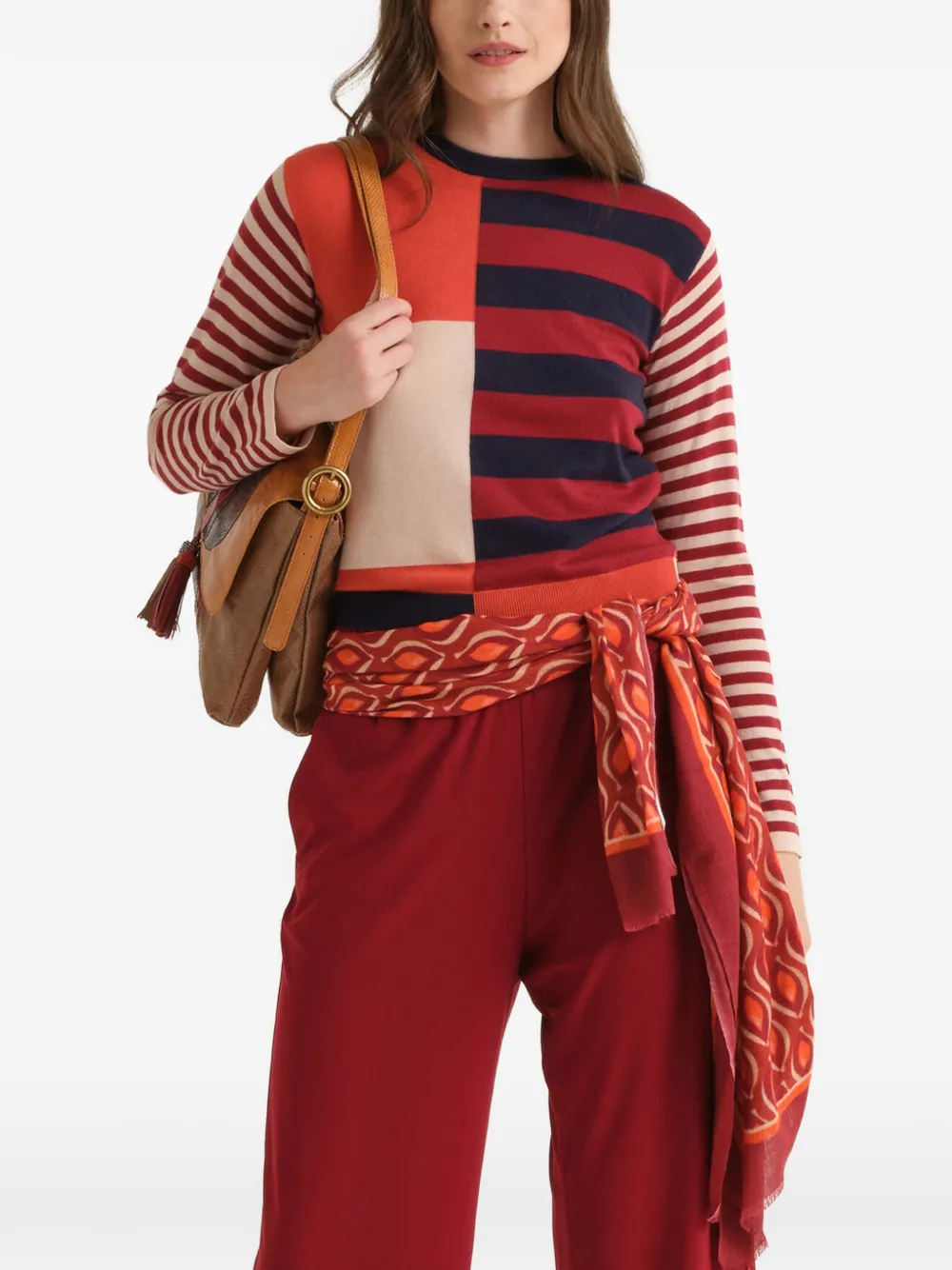 MALIPARMI Rhythm Block intarsia-knit long-sleeved T-shirt