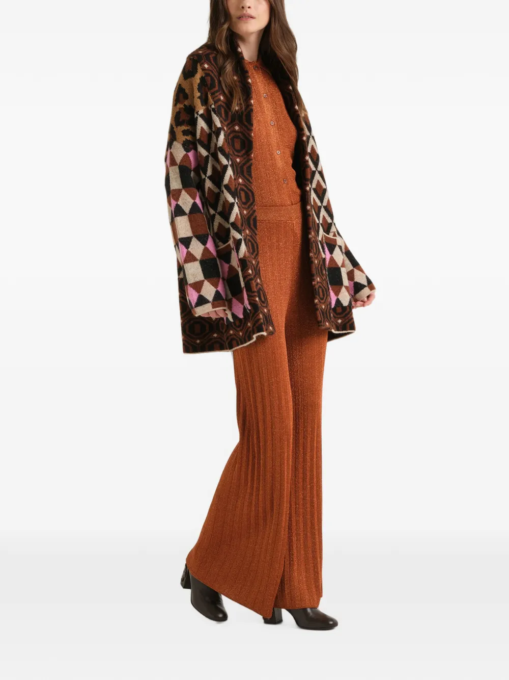 MALIPARMI Ribgebreide Lurex broek Oranje