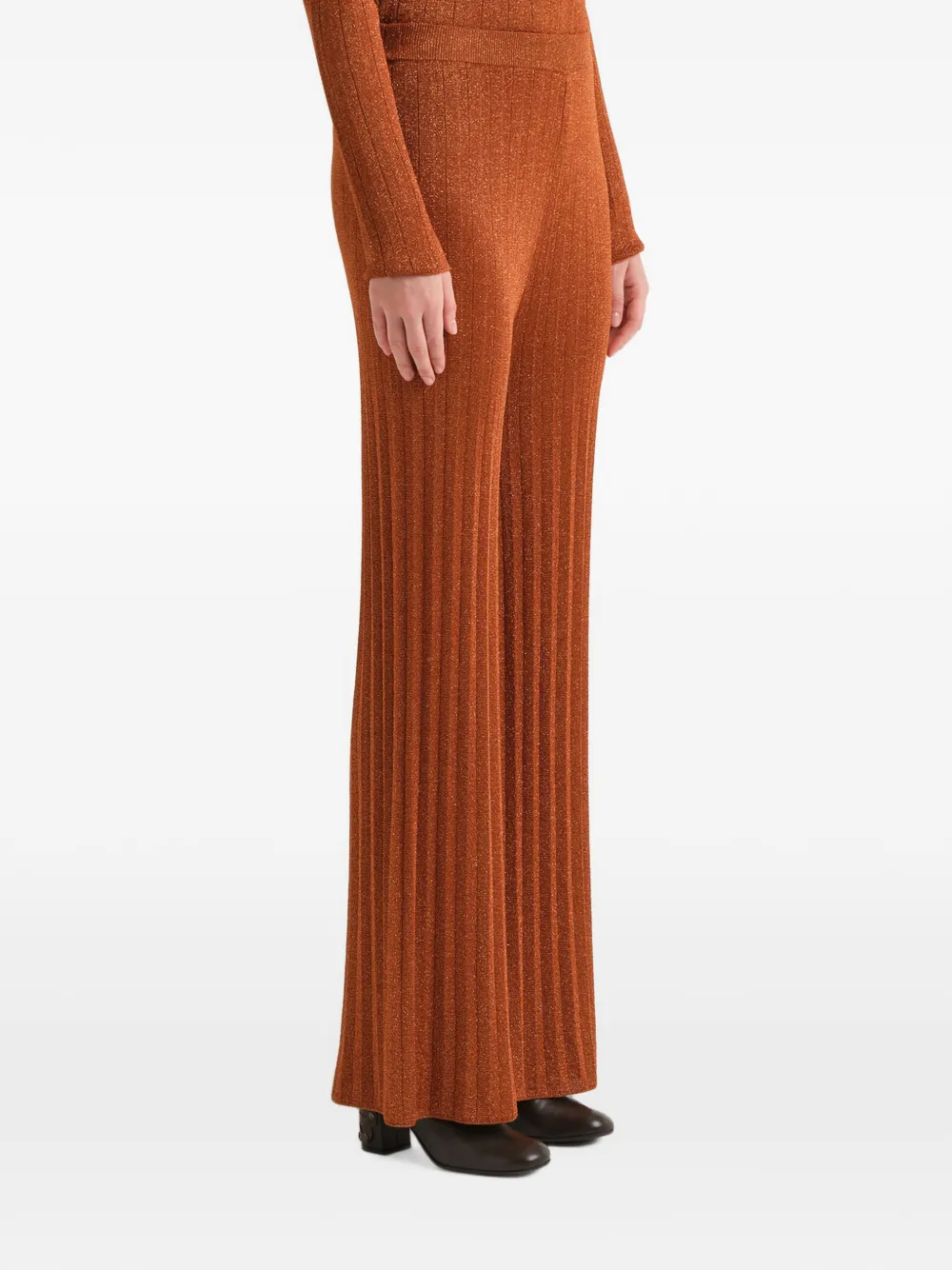MALIPARMI Ribgebreide Lurex broek Oranje