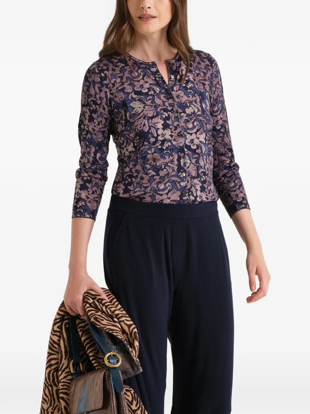 MALIPARMI floral-print wool cardigan